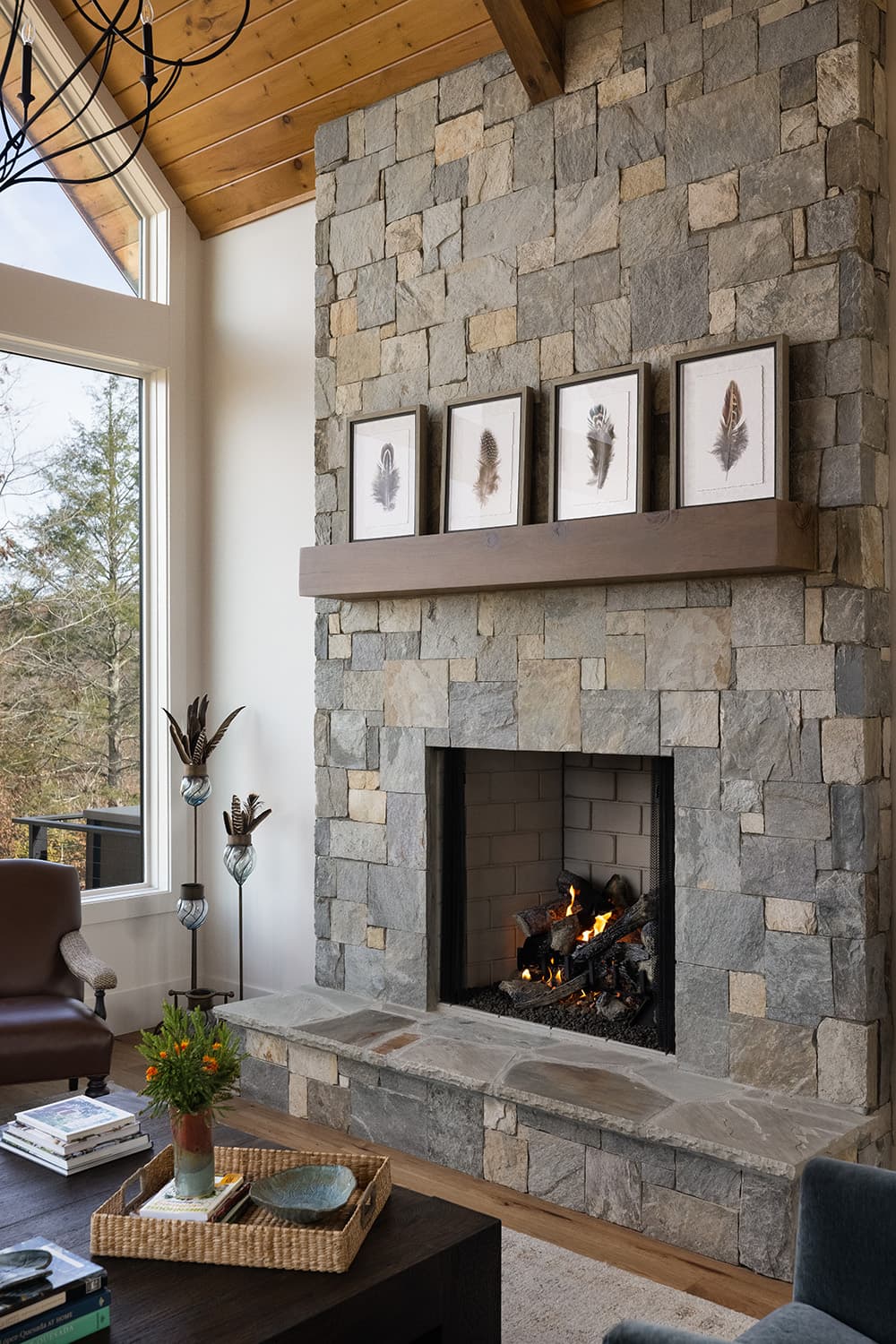 Stone fireplace craftsmanship