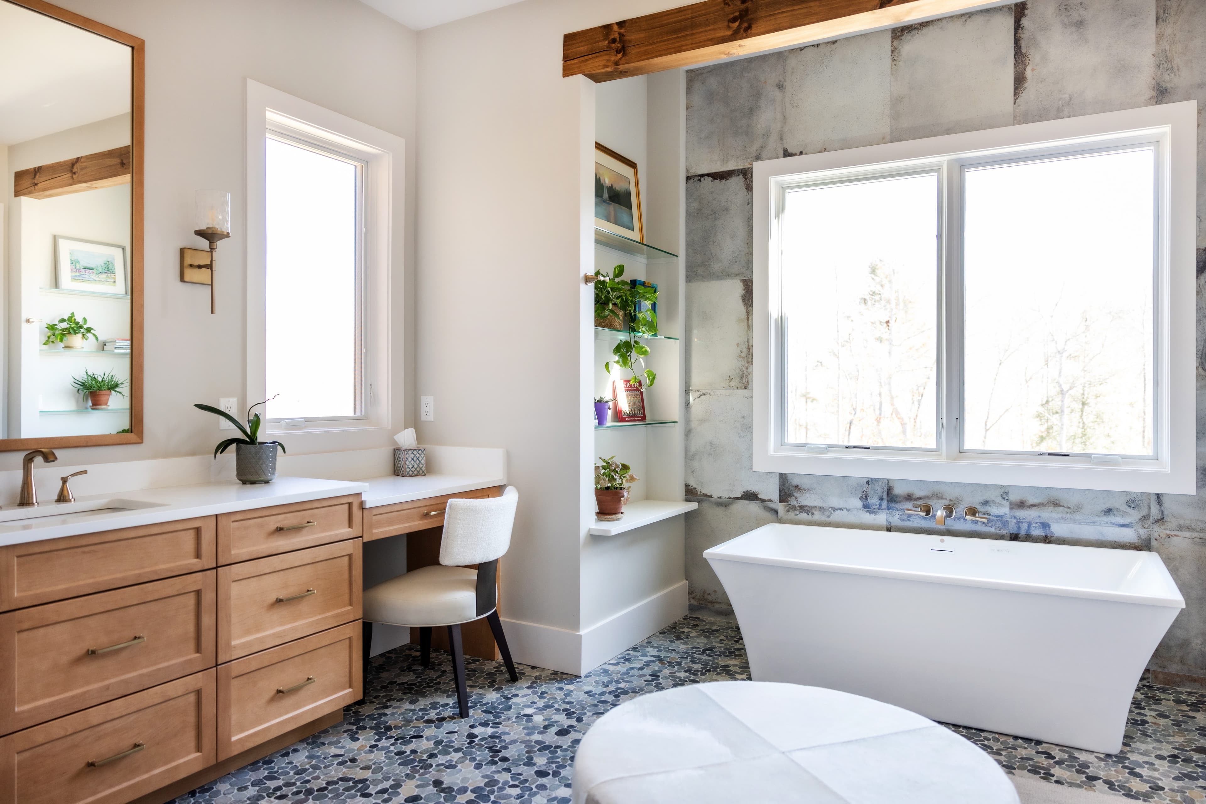 Master bath with freestanding tub